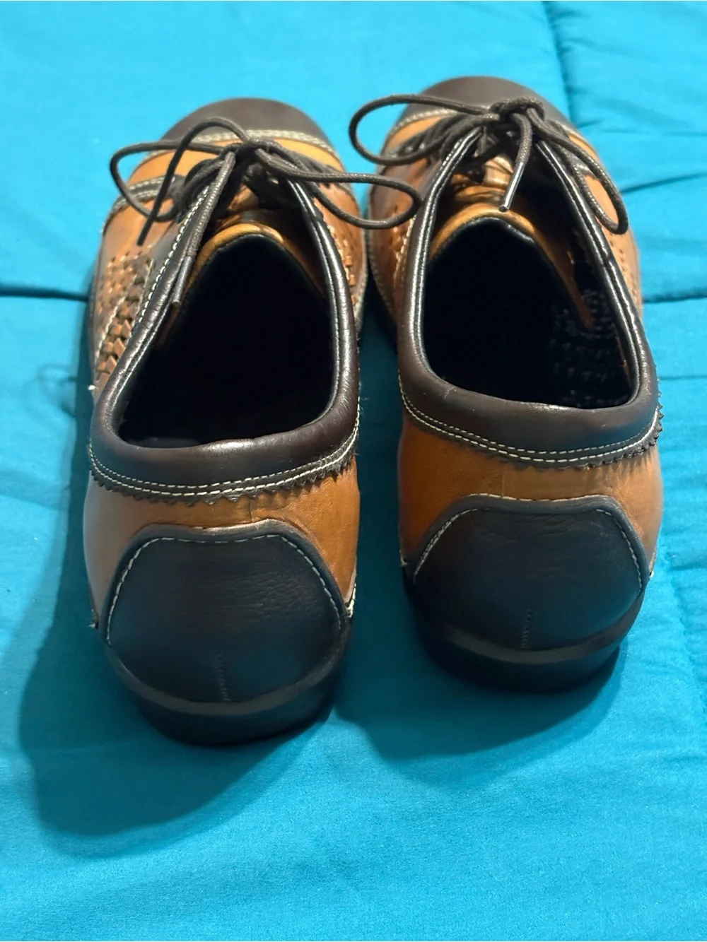 Aetrex Men's Two-Tone Brown Leather Lace-Up Oxfords Size 12 Like New